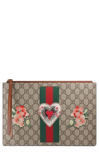 Gucci Merveilles Applique Gg Supreme Canvas Zip Pouch -