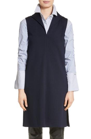 Women's St John Collection Milano Knit Collared Tunic - Blue