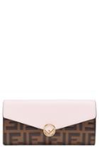 Women's Fendi Calfskin Leather Continental Wallet - Pink