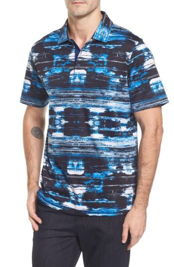 Men's Bugatchi Classic Fit Print Polo - Blue