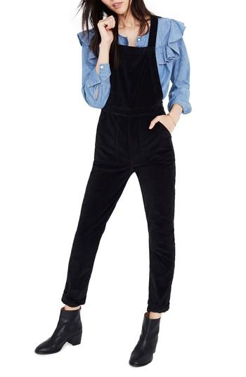Women's Madewell Velvet Overalls - Black