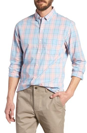 Men's Bonobos Slim Fit Plaid Sport Shirt R - Blue