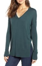 Women's Trouve Side Slit Sweater - Green