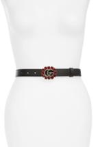 Women's Gucci Calfskin Leather Skinny Belt 0 - Porcelain Rose/ Cream