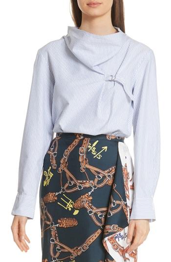Women's Tibi Stripe Oxford Top - Blue