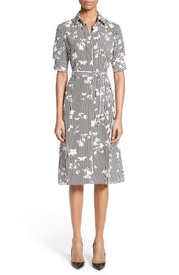 Women's Altuzarra Floral Stripe Silk Shirtdress