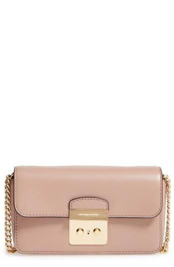 Women's Michael Michael Kors Sloan Editor Leather Wallet On A Chain - Beige