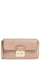 Women's Michael Michael Kors Sloan Editor Leather Wallet On A Chain - Beige
