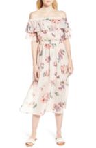 Women's Lucky Brand Off The Shoulder Floral Midi Dress - Coral