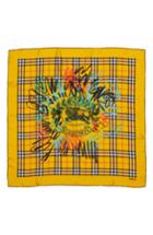 Women's Burberry Crest Graffitti Silk Square Scarf, Size - Yellow