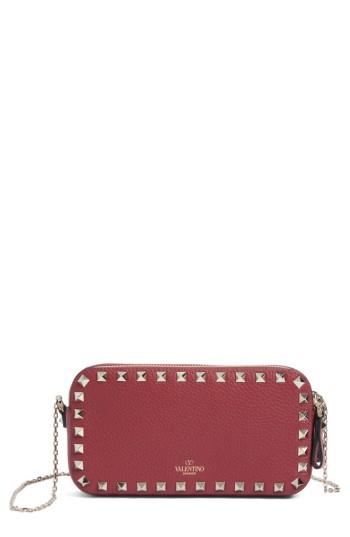 Valentino Garavani Rockstud Leather Crossbody Bag - Burgundy