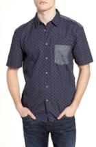 Men's French Connection Kast Relaxed Fit Short Sleeve Sport Shirt - Blue
