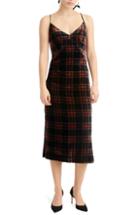 Women's J.crew Spaghetti Strap Midi Dress In Velvet Stewart Tartan - Black
