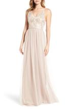 Women's Amsale Sora Sequin & Lace Gown