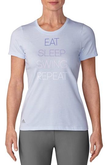 Women's Adidas Eat, Swing, Sleep, Repeat Graphic Tee - Blue
