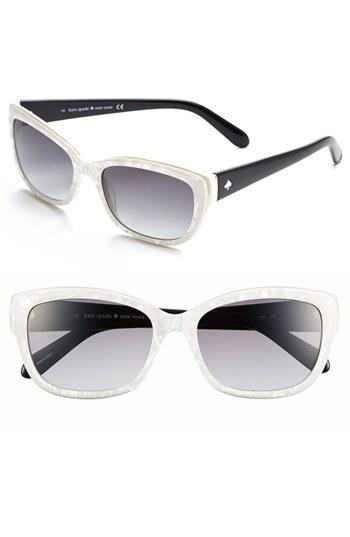 Women's Kate Spade 'johanna' 53mm Retro Sunglasses - Pearl White
