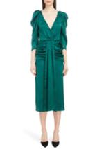 Women's Magda Butrym Ruched Silk Jacquard Midi Dress Us / 34 Fr - Green