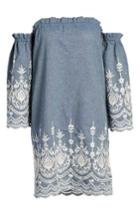 Women's Kas New York Off The Shoulder Chambray Dress - Blue