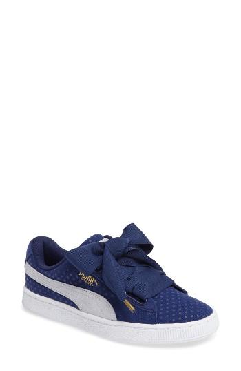 Women's Puma Basket Heart Sneaker .5 M - Blue