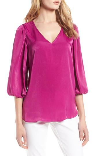 Women's Halogen Blouson Sleeve Crepe Blouse, Size - Purple