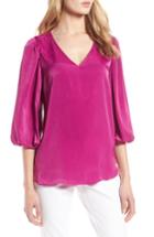 Women's Halogen Blouson Sleeve Crepe Blouse, Size - Purple