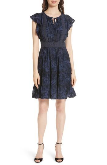 Women's Kate Spade New York Jenette Cotton Silk Fit & Flare Dress - Blue