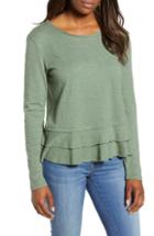 Women's Caslon Tiered Long Sleeve Tee, Size - Green