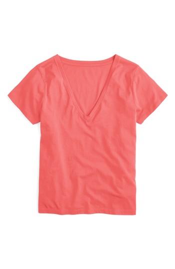Women's J.crew Supima V-neck Tee, Size - Pink