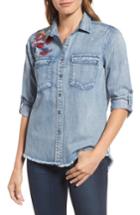 Women's Billy T Roll Sleeve Embroidered Shirt - Blue