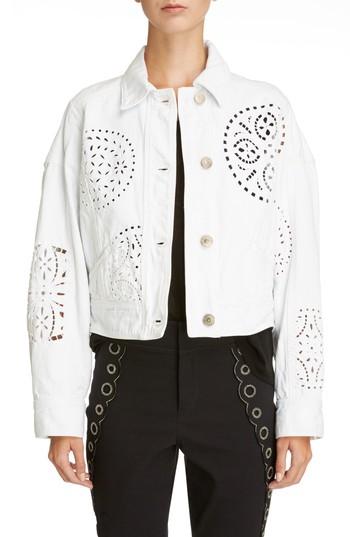 Women's Isabel Marant Broderie Anglaise Denim Jacket Us / 34 Fr - White