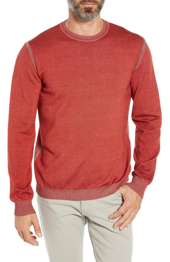 Men's Bugatchi Crewneck Sweater, Size - Red