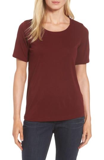 Petite Women's Eileen Fisher Silk Tee P - Red