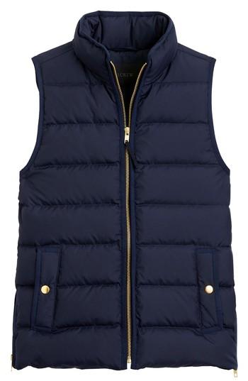 Women's J.crew Anthem Down & Feather Fill Puffer Vest, Size - Blue