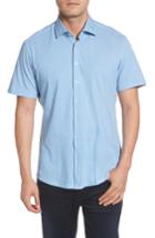 Men's Stone Rose Trim Fit Geo Print Knit Sport Shirt (s) - Blue