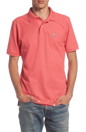 Men's Psycho Bunny Classic Logo Applique Polo - Coral