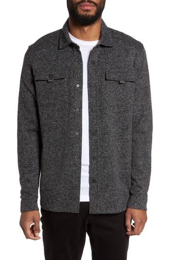 Men's Ted Baker London Chelts Slim Fit Herringbone Overshirt (xl) - Black