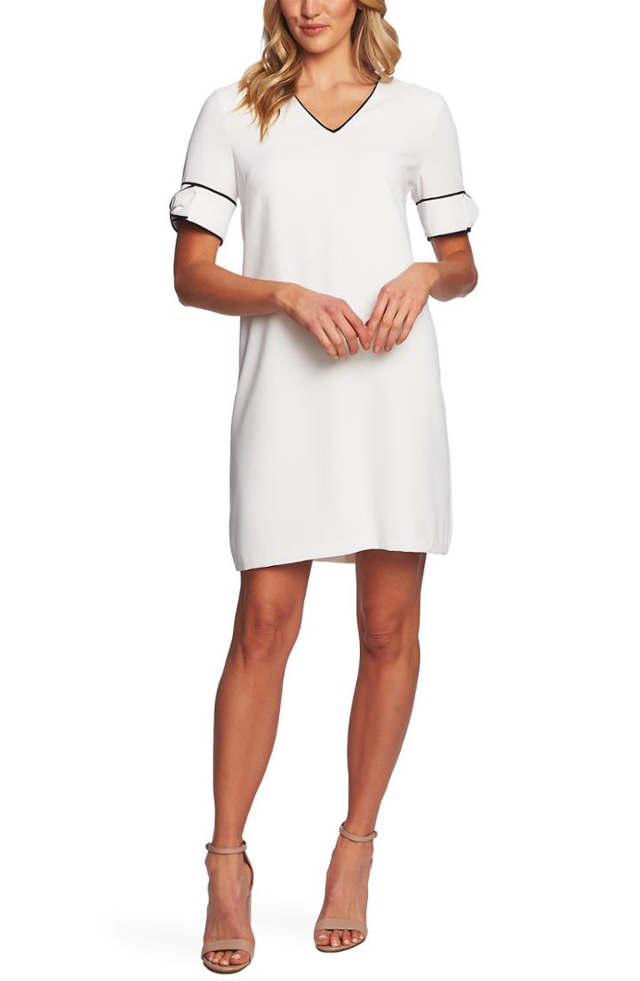 Women's Cece Bow Trim Shift Dress - Ivory