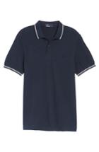 Men's Fred Perry Extra Trim Fit Twin Tipped Pique Polo, Size - Blue
