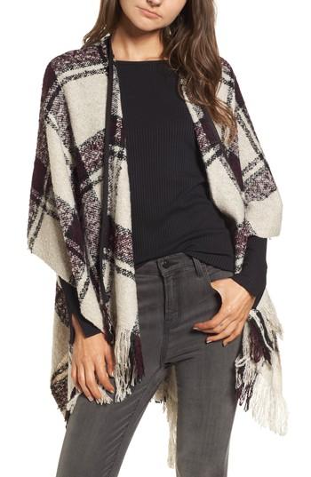 Women's Bp. Plaid Boucle Ruana, Size - White