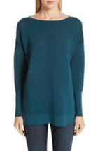 Women's Lafayette 148 New York Ribbed Tunic Sweater - Blue