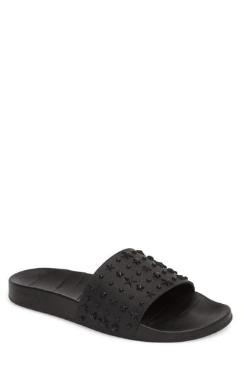 Men's Jimmy Choo Rey Star Embossed Sport Slide Us / 39eu - Black