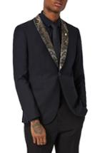 Men's Topman Skinny Fit Tuxedo Jacket With Paisley Shawl Lapel - Black