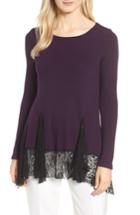 Women's Karen Kane Lace Inset Sweater - Purple