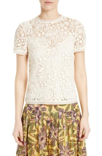 Women's Red Valentino Embroidered Hummingbird Lace Top Us / 38 It - White
