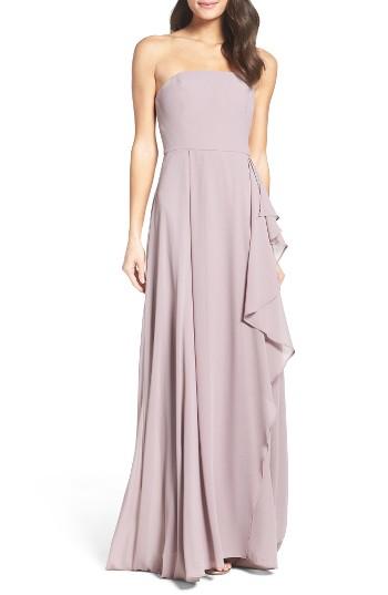 Women's Lulus Chiffon Strapless Maxi Dress - Grey