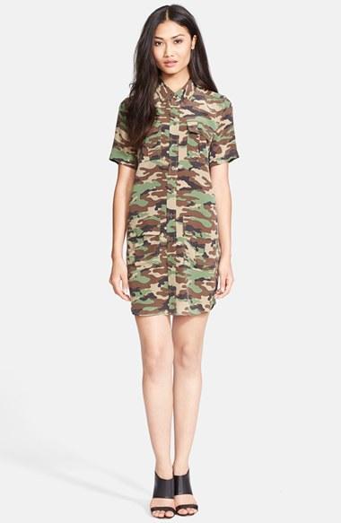 Women's Equipment 'remy' Camo Print Silk Utility Dress