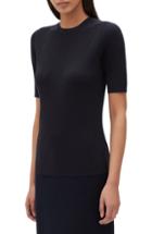 Women's Lafayette 148 New York Ribbed Merino Wool Sweater, Size - Black