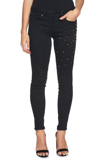 Women's Cece Embellished Skinny Jeans - Black