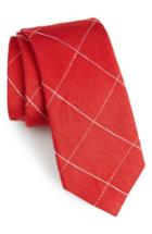 Men's Calibrate Candler Grid Linen & Silk Tie, Size - Red