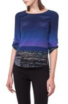 Women's Akris Punto Twilight Print Silk Blouse - Pink